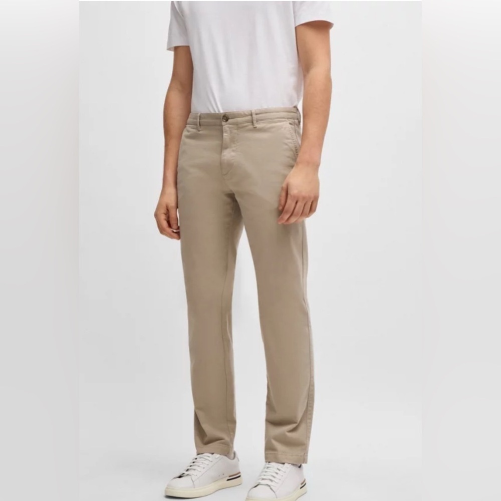 HUGO BOSS REGULAR-FIT CHINOS IN STRETCH-COTTON GABARDINE 32Reg EUC